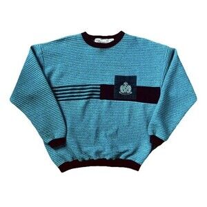 Vintage 80’s Riccardo London Paris Tokyo Striped Ribbed Crewneck Sweatshirt